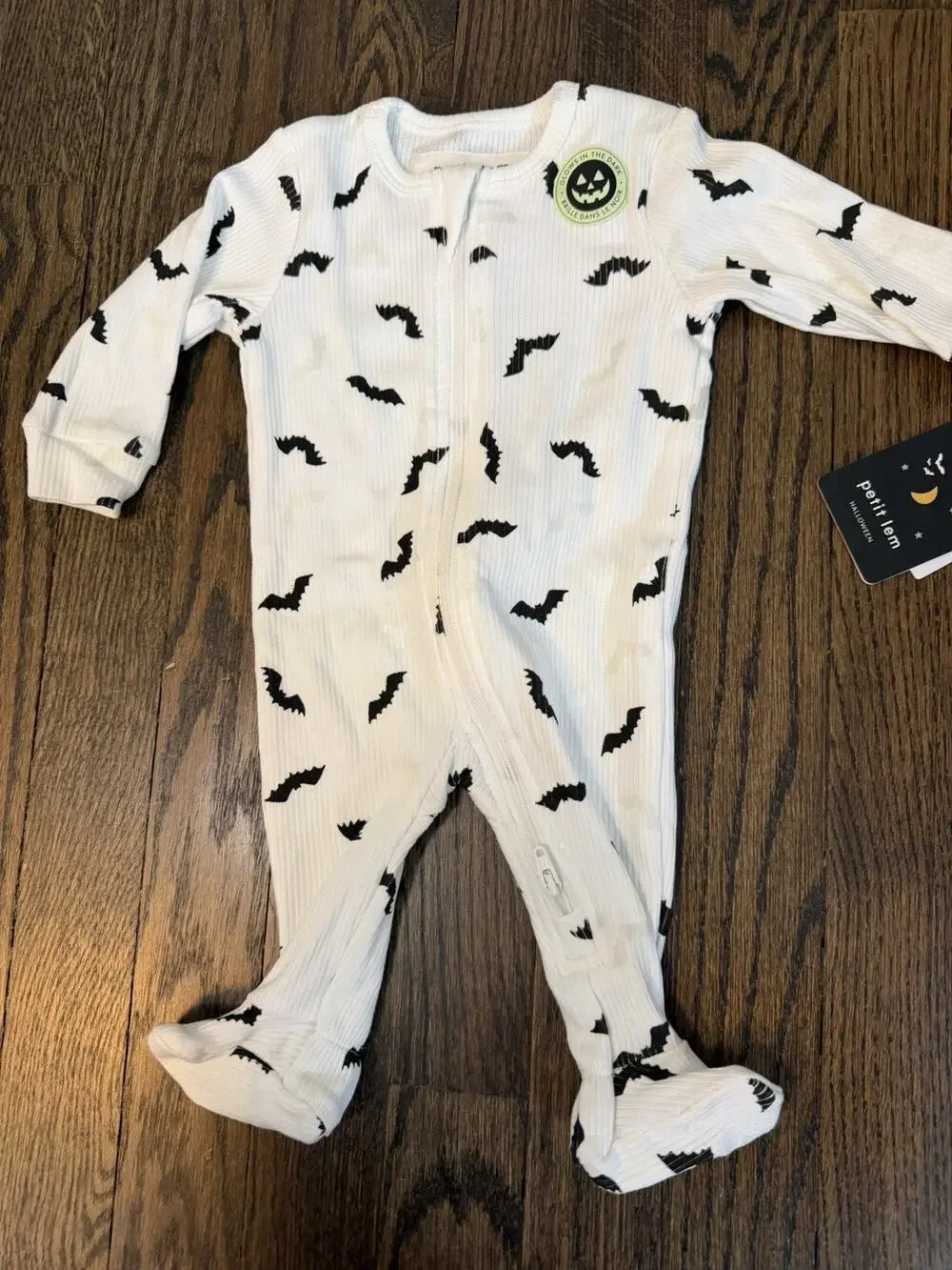 Petit Lem Newborn Zipper Bat Halloween Footie One Piece Cotton Unisex NWT $34